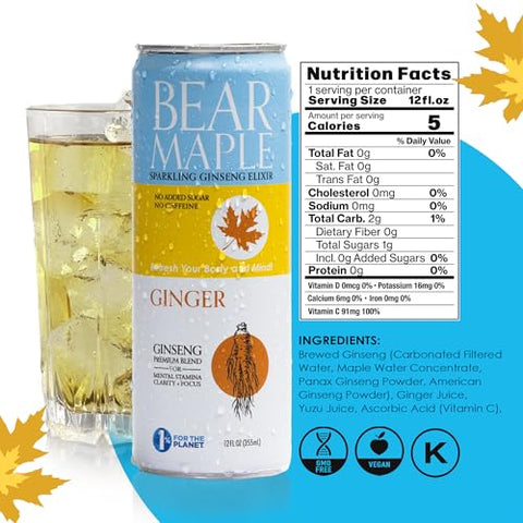 Bear Maple Farms - Clean Soda with Ginseng, Ginger Citrus - 12 fl oz