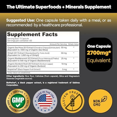 Atlantic Naturals - Sea Moss with Shilajit Superfood - 60 Capsules