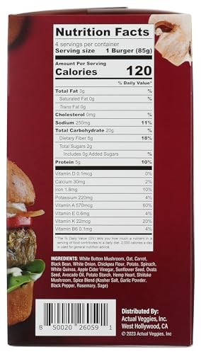 Actual Veggies - Mushroom Quinoa Veggie Burgers - 12 oz