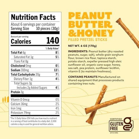 Quinn - Peanut Butter & Honey Pretzel Sticks - 6 oz