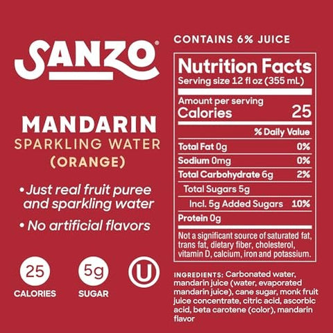 Sanzo - Mandarin Sparkling Water 6pk - 12 fl oz