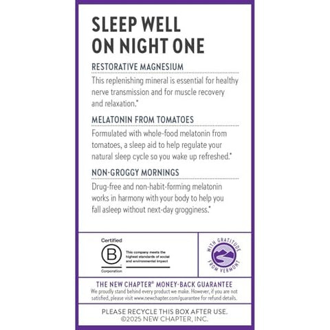 New Chapter - Magnesium + Melatonin - 60 Vegan Tablets