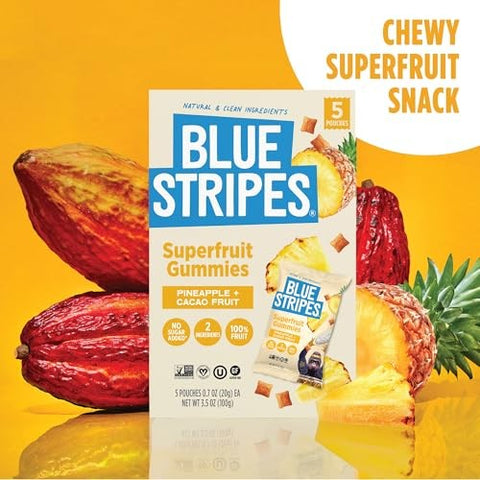 BLUE STRIPES - Cacao Superfruit Gummies Multipack, Pineapple Cacao - 5 ct