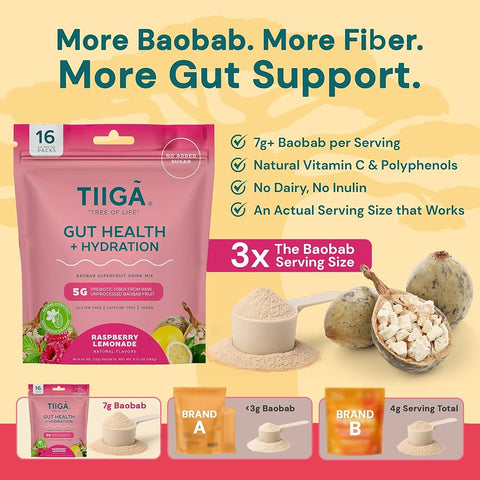 Tiiga - Gut Health + Hydration Baobab Drink Mix - .042 oz