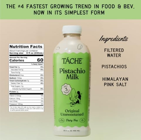 Tache - Three-Ingredient Pistachio Milk, Original Unsweetened - 30.4 Fl Oz