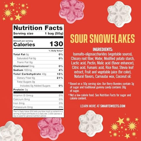 SmartSweets - Sour Snowflakes Gummy Candy - 1.8 oz