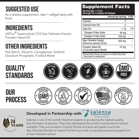 Triquetra Health - Saw Palmetto Extract with Pumpkin Seed Oil - 60 Vegetarian Softgels