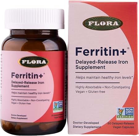 Flora - Ferritin+ Plant-Based Delayed-Release Iron - 60 Vegan Capsules