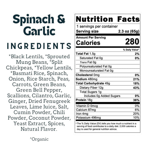 Aahana's Naturals - GF Spinach & Garlic Sprouted Power Bowl Vegan - 2.3 oz