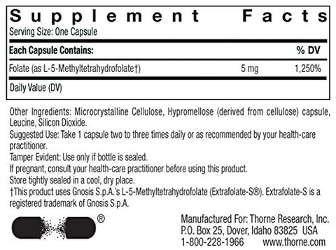 Thorne - Methylfolate 5-MTHF - 5mg - 60 Capsules
