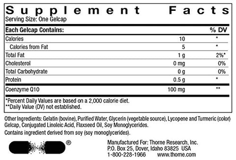 Thorne - CoQ10 - 100mg - 60 Gelcaps