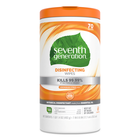 Seventh Generation - Disinfecting Wipes, Lemongrass Citrus - 70 Count