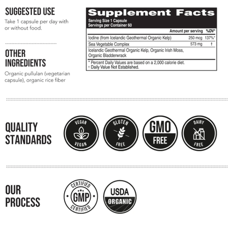 Triquetra Health - Whole-Food Plant Iodine - 250 mg - 60 Vegan Capsules