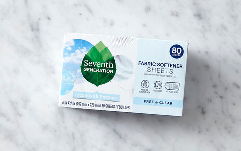Seventh Generation - Fabric Softener Sheets, Free & Clear - 80 Count