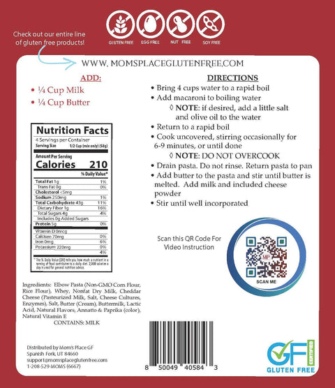 Mom's Place Gluten Free - Cheesiest Mac n' Cheese - 8 oz