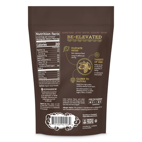 Sunwarrior - Be Well Cacao Powder - Organic, Plant-Based