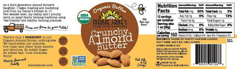 Maisie Jane’s - Organic Almond Butter, Crunchy, No Palm Oil, No added sugar - 12 oz
