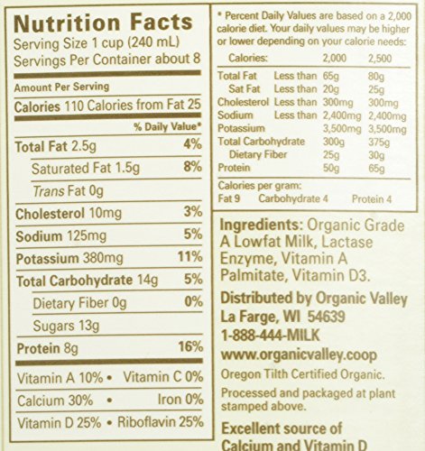Organic Valley - Organic Lactose Free Low Fat Milk - 64 fl oz