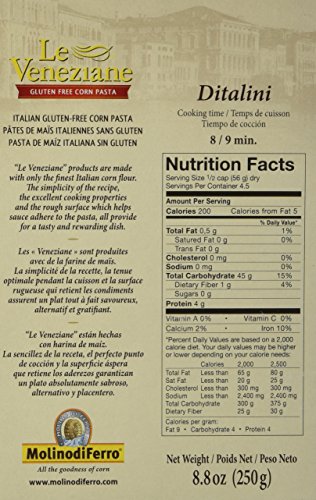Le Veneziane - Gluten-Free Ditalini Corn Pasta - 8.8 Oz