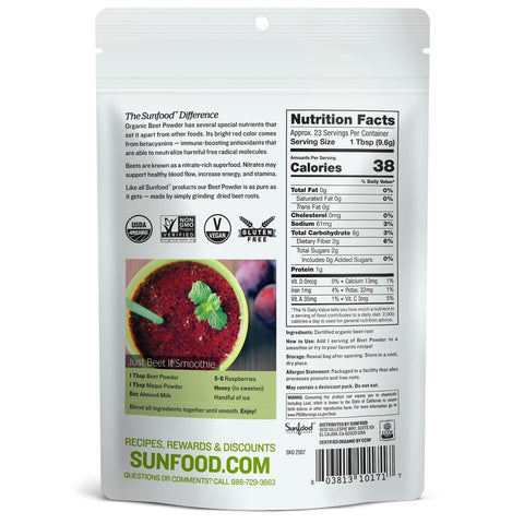Sunfood Superfoods - Organic Beet Powder - 8 oz