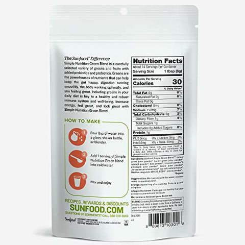Sunfood Superfoods - Organic Green Superfood Blend - 4 Oz