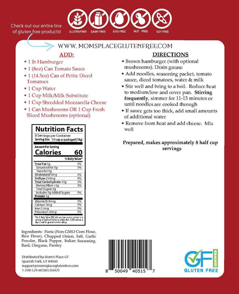 Mom's Place Gluten Free - Lasagna Skillet Meal - 5.1 oz