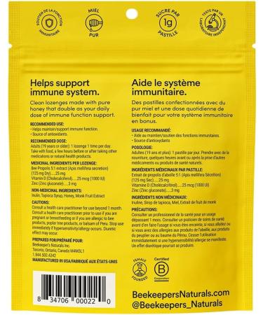 Beekeeper's Naturals - Propolis Honey Lozenges - 14 Count