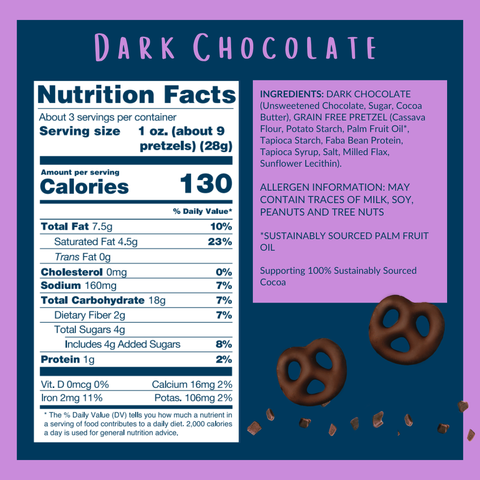 Savor by Suzie - Vegan Dark Chocolate Gluten & Grain-Free Pretzels - 3.5 oz