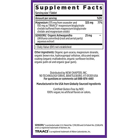 New Chapter - Magnesium + Ashwagandha - 90 Vegan Tablets