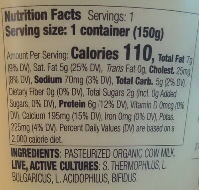 Bellwether Farms - Organic A2 Whole Milk Yogurt, Plain - 5.3 oz