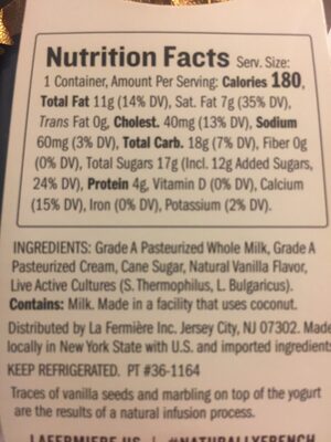 La Fermiere - French Vanilla Bean Yogurt - 4.9 oz