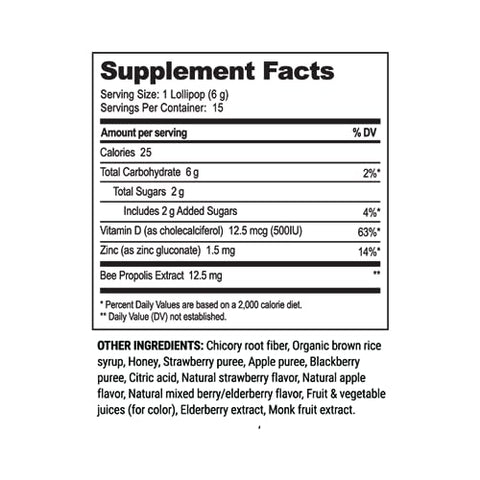 Beekeeper's Naturals - Kids Propolis Immune Support Lollipops - 15 ct