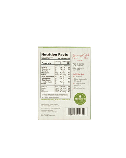 Anderson House - Avocado & Dill Green Goddess Dip Mix - .84 oz