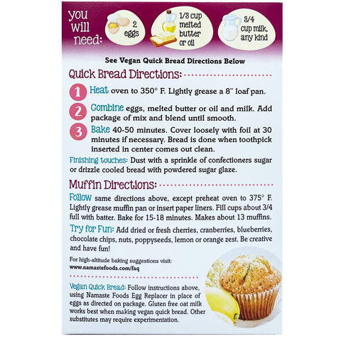 Namaste Foods - Gluten Free Organic Quick Bread & Muffin Mix - 16 oz