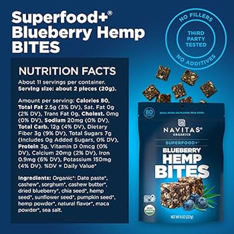 Navitas Organics - Blueberry Hemp Superfood Bites - 8 oz