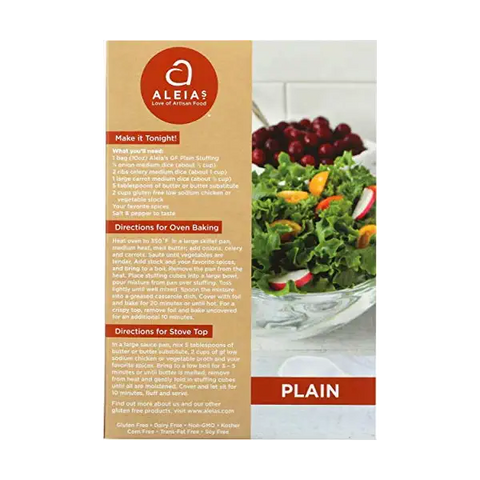 Aleia's - Gluten Free Dairy Free Stuffing Mix Plain - 10 oz