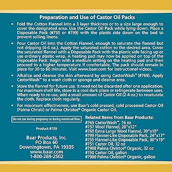 Baar - Cotton Flannel Castor Oil Pack - 28x12 inches