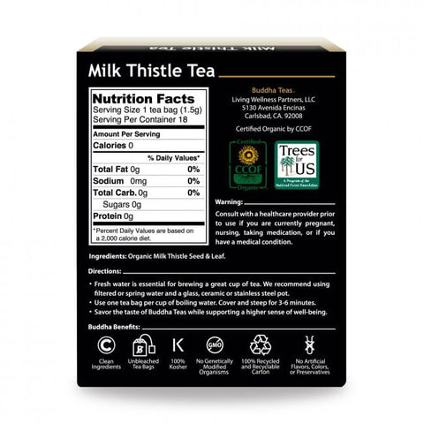 Buddha Teas - Organic Milk Thistle Herbal Tea -18 Bags