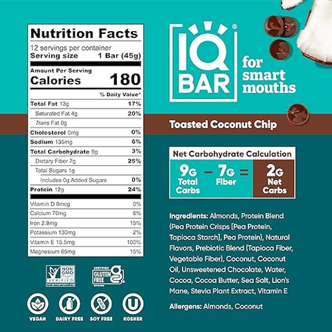 IQ Bar - Toasted Coconut Chip Protein Bar - 1.6 oz