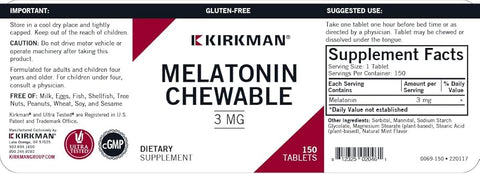Kirkman - Melatonin 3mg - 150 Chewables