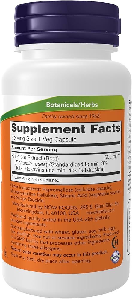 NOW Foods - Rhodiola 500 mg - 60 Vegan Capsules