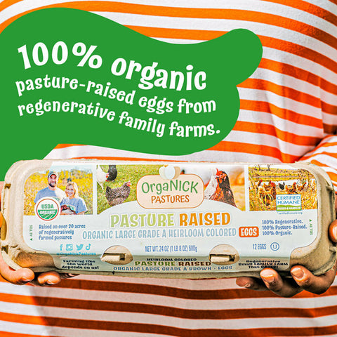 OrgaNick Pastures - Organic Regenerative Heirloom Multicolored Eggs - 12 Count