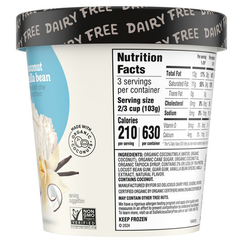 So Delicious - No Sugar Added Vanilla Bean Coconut Milk Ice Cream - 16 fl oz