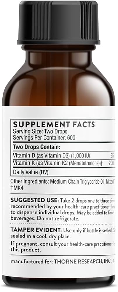 Thorne - Vitamin D+K2 Liquid - 1 fl oz