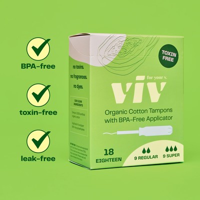 Viv For Your V - Organic Cotton Tampons, Regular - 18 count