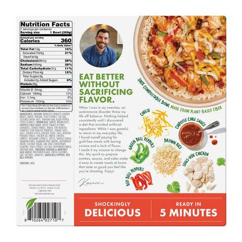 Kevin's Natural Foods - Chicken Burrito Bowl - 9.5 Oz