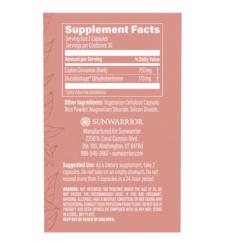Sunwarrior Shape - Dihydro Berberine + Ceylon Cinnamon Metabolism Support - 60 Vegan Capsules