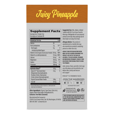 Sunwarrior - Juicy Pineapple Active Hydration Sticks - 18 Sticks