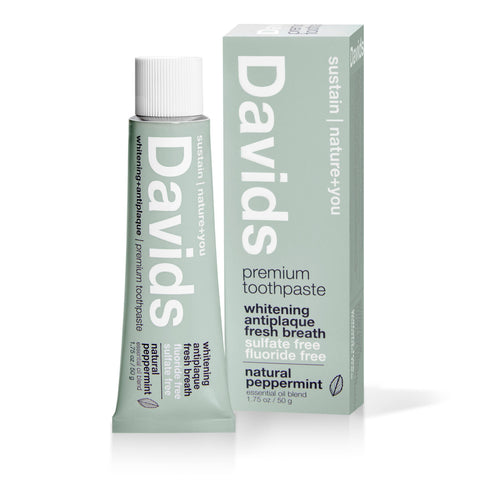 Davids - Travel Size Whitening + Antiplaque Toothpaste, Peppermint - 1.75 oz