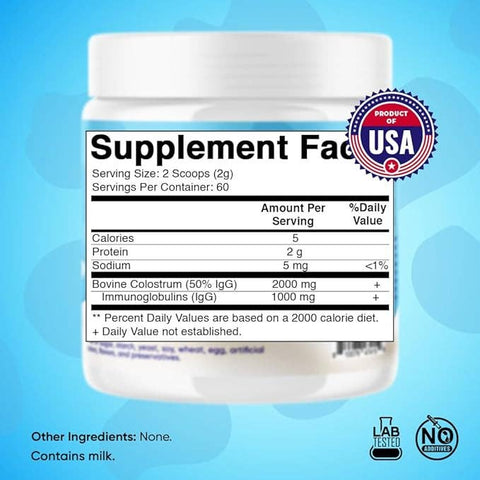 Vitamatic - Bovine Colostrum Powder, Unflavored - 2000mg - 120 g